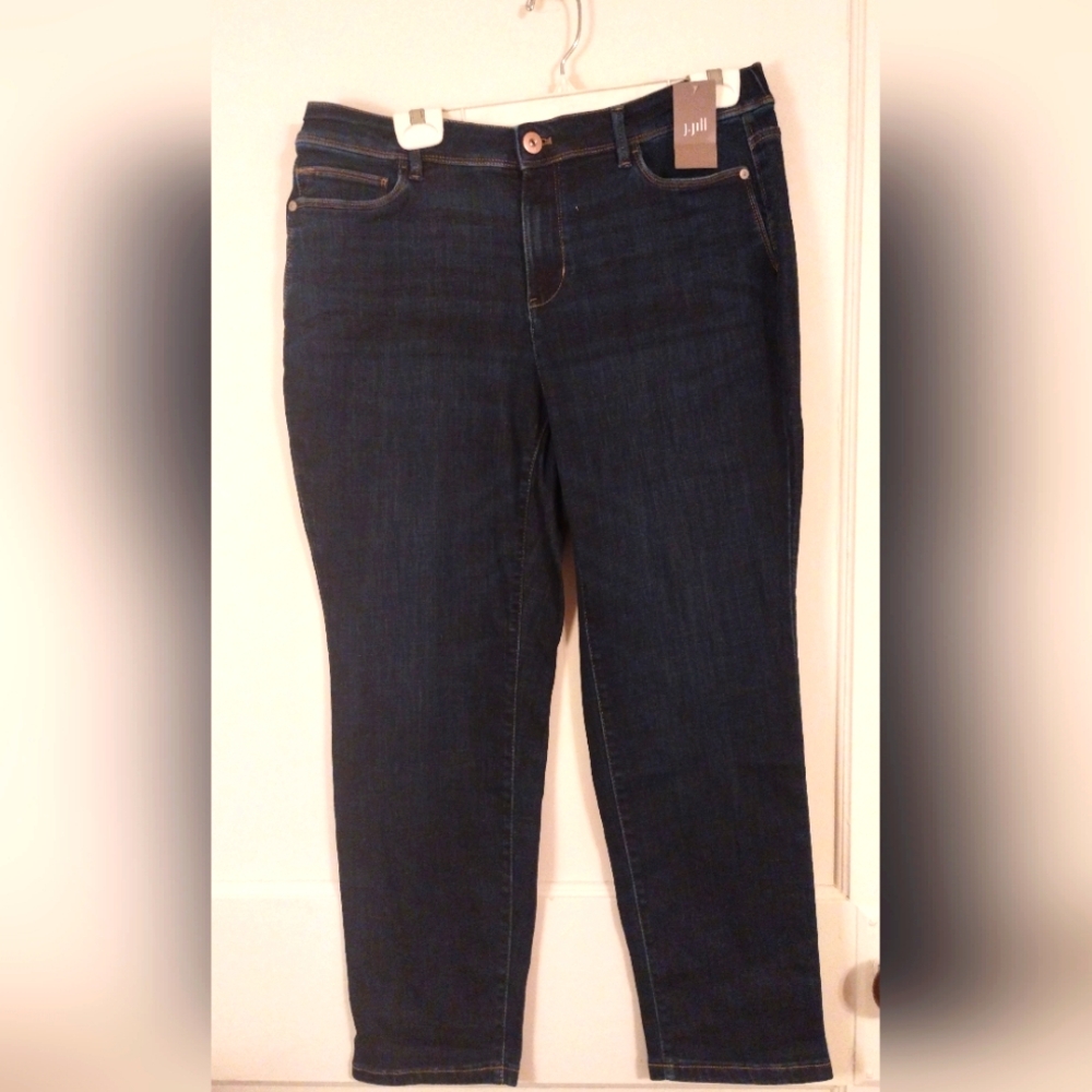 J.Jill NWT Women's 16 Petite Slim Ankle Dark Blue Stretch Jeans